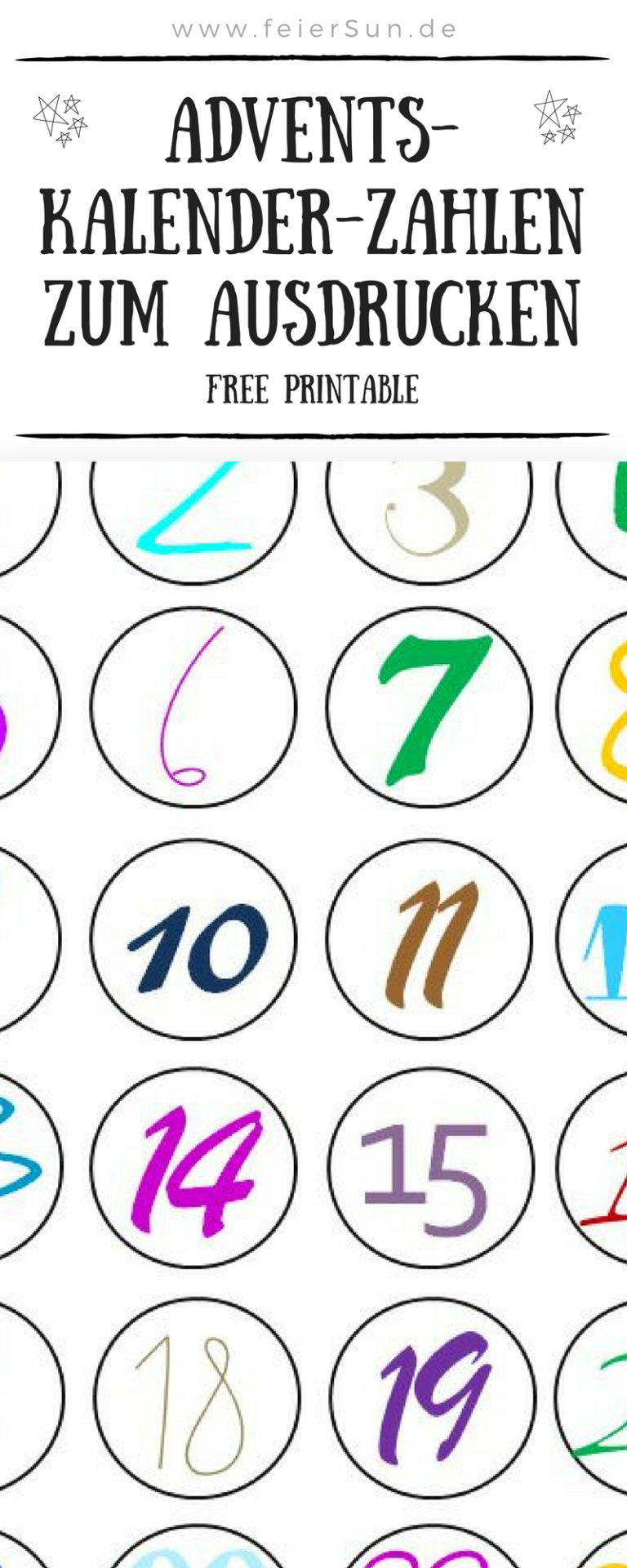Adventskalender-Zahlen zum Ausdrucken | feierSun