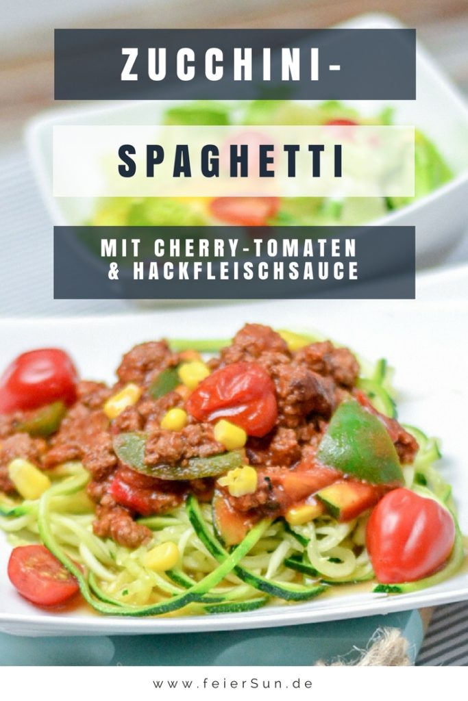 Einfache Zucchini-Spaghetti mit Cherry-Tomaten &amp; Hackfleischsauce ...