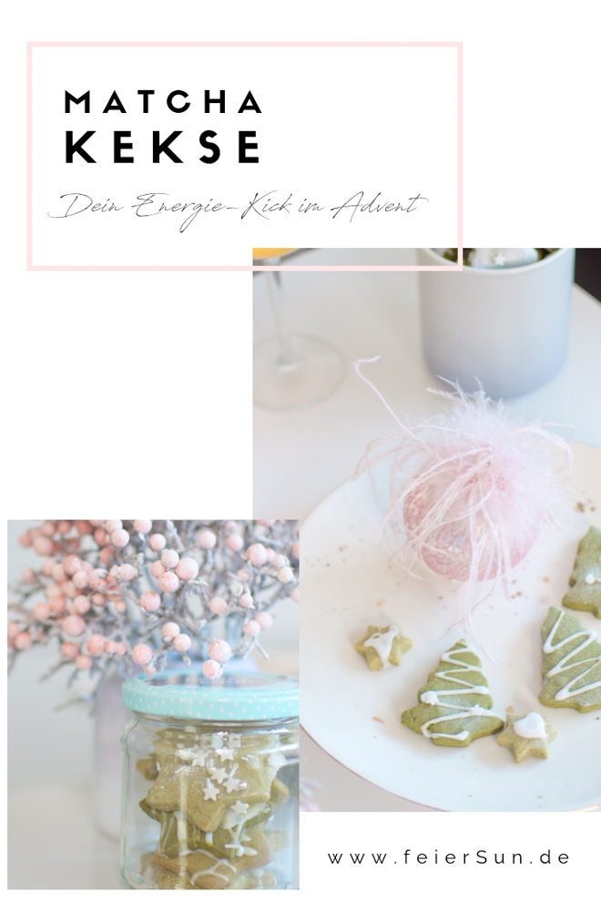 Ein super einfaches Rezept für vegane Matcha Kekse für deinen Moment im Advent. Herrliches Grün, erdiges Matchateearoma, zitronige Frische - das sind Mama-Kekse. Leckere Matchaplätzchen. Matcha Tannen. Energie-Kekse. #feierSun #feierSunFood #weihnachtsbäckerei