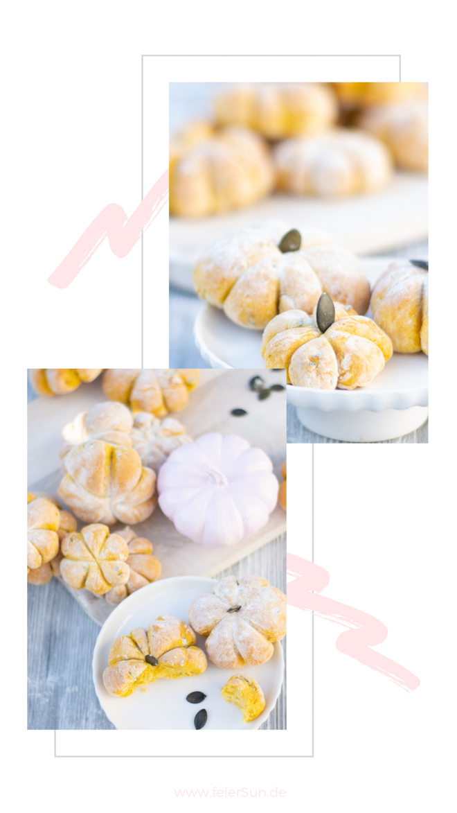 Ein Rezept für einfache #KüRBiSbRötCheN ganz im Design des Herbstes & perfekt für den #ErnteDank oder #SweetTable? Dann lass Dich von meinem Kürbisbrötchen #Rezept inspirieren und siehe wie einfach das mit der Prep & Cook geht. | #feierSun #feierSunFood #feierSunPhotography