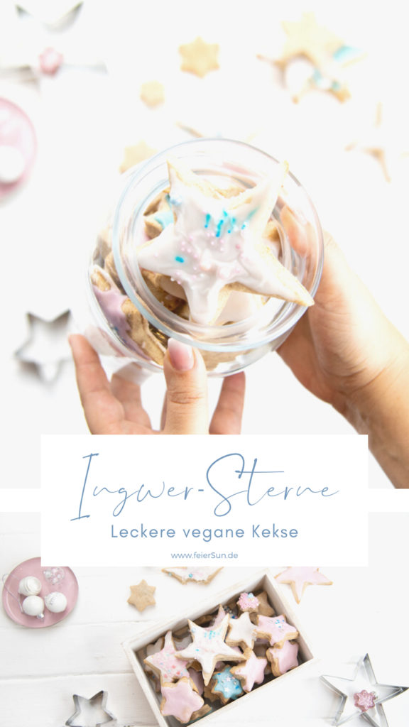 Gesunde Plätzchen backen: Ingwersterne | Ein smartes ausgefallenes Weihnachtsgebäck für Erwachsene. Vegane Ingwersterne schmecken klein und groß. #feierSun #gesunderezepte #feierSunFood #rezeptidee #plätzchen