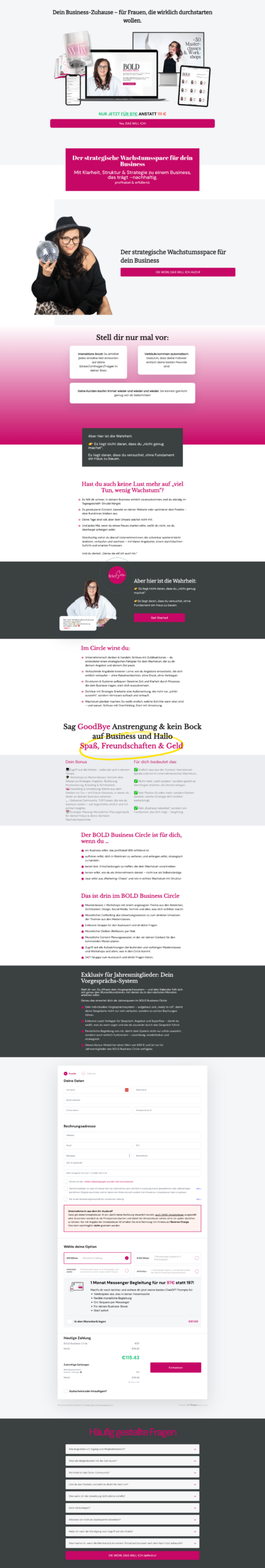 ThriveCart als vollständige Sales-Page: Checkout mit Verkaufstext und Design